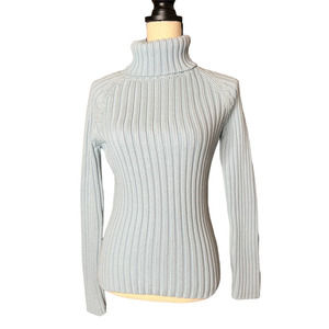 London Jeans Women's Turtleneck Sweater Size S/M in Pale Blue Formfitting